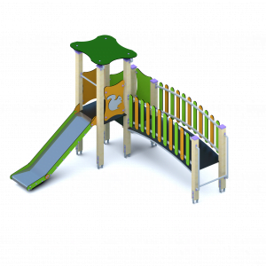 zjeżdżalnia z mostem drewnianym , producent placów zabaw dla dzieci