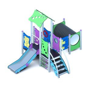 zestaw na plac zabaw dla dzieci zjeżdżalnia z tunelem mini pastel, producent placów zabaw dla dzieci