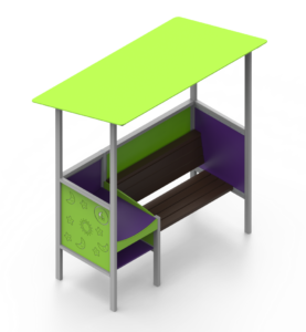 PLUS ławka z przewijakiem 460 METAL Lux HDPE